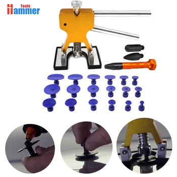 

PDR KING tools Auto Body Paintless Dent Removal Repair Tool Kits Glue Puller golden Dent Lifter with Pro Glue Puller 18 pcsTabs