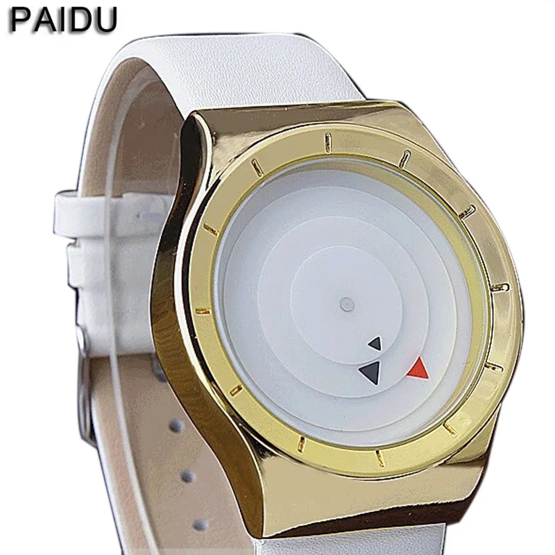 

Unique 3 Dot Stylish Novel Dial Minimalist Creative Unisex Watch Gold Black White Quartz Leather Wristwatch Men Women