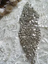rhinestone Applique for bridal sash, headpiece, wedding applique, night gown belt diy, RAE045