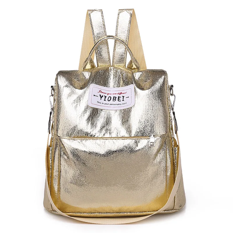 Сумки для женщин, рюкзак, лето, новая многофункциональная сумка, модная, дикая, противоугонная, водонепроницаемая, мягкая кожа, рюкзак для отдыха - Цвет: gold