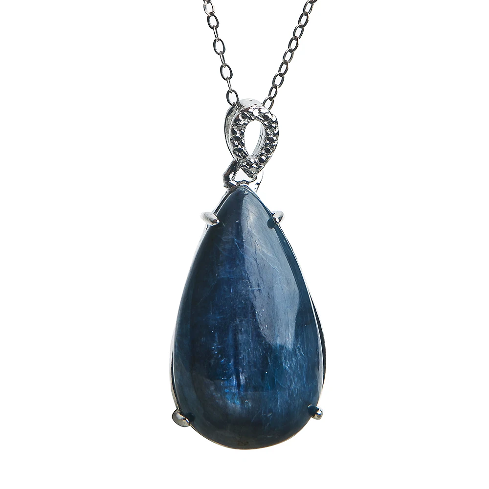 Из натуральной Синий Кианит кулон для женщин Человек кошачий глаз 29x20x7 мм ожерелья для мужчин драгоценный камень AAAAA исцеляющий кулон