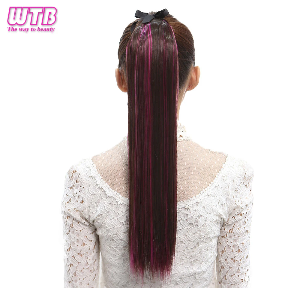 WTB Long Straight Clip In Ponytail Claw Drawstring