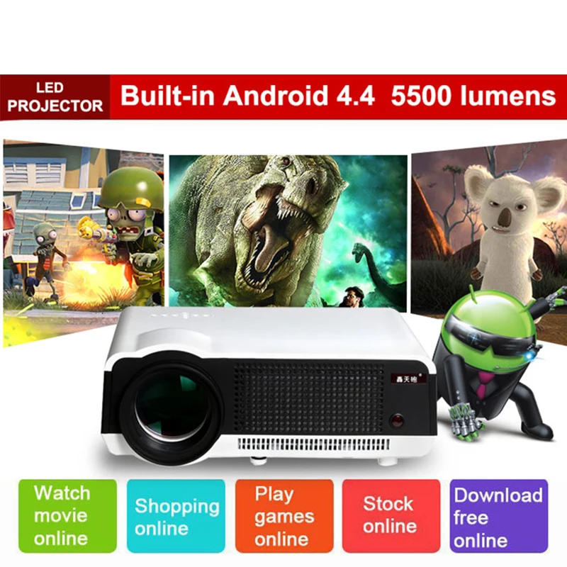 Poner Saund Проектор 5500 Люмен СВЕТОДИОДНЫЙ Поддержка 1080 P для Домашнего Кинотеатра ПК