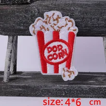 2016year New arrival 1PC Popcorn food Iron On Embroidered Patch For Cloth Cartoon Badge Garment Appliques DIY Accessory