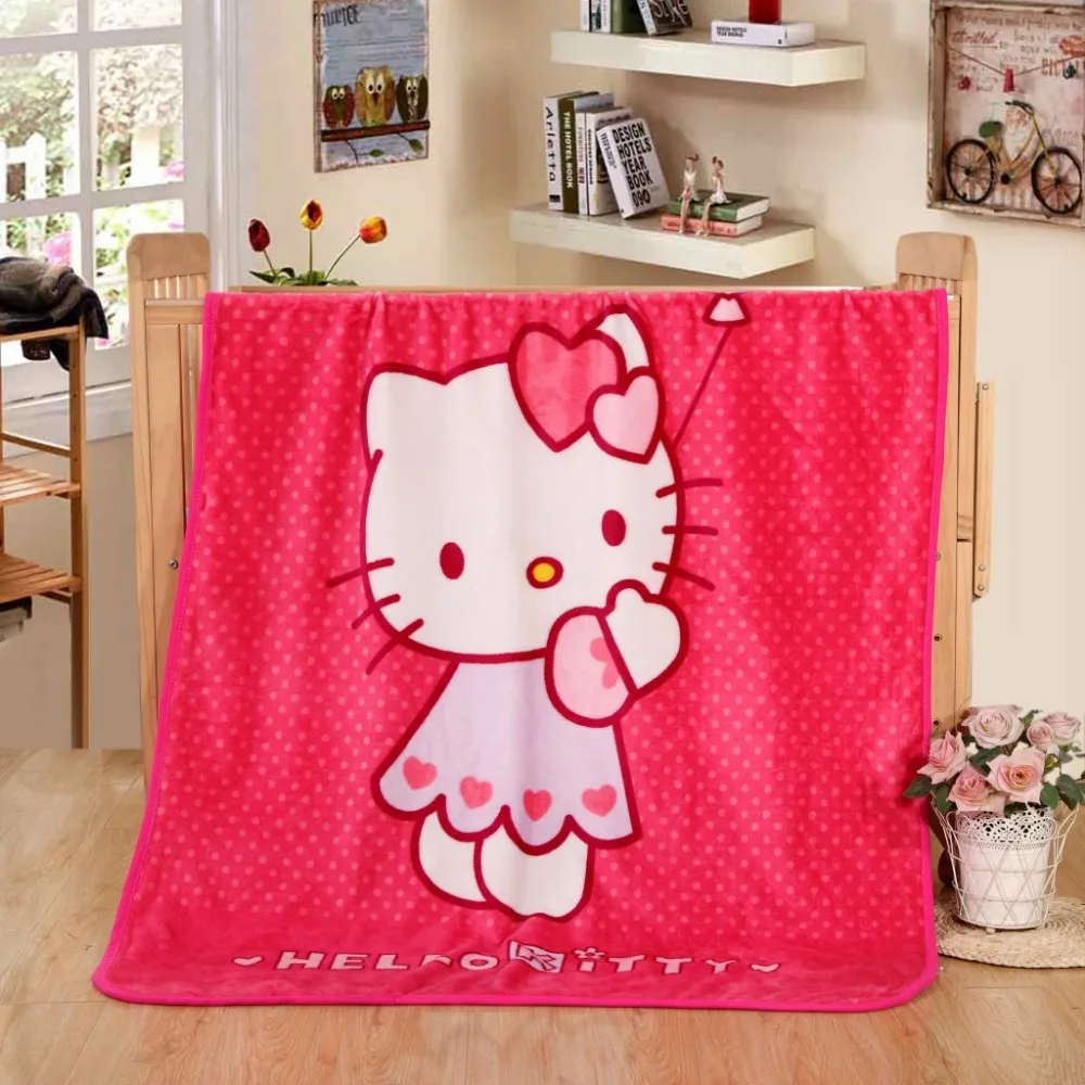 

Hot Sale Cute Hello Kitty Children Blanket Cartoon Baby Nap Blanket School Blankets For Kids Size 70x100cm