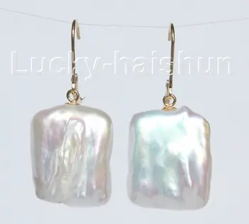 

natural 23mm baroque white Reborn keshi pearls Earrings