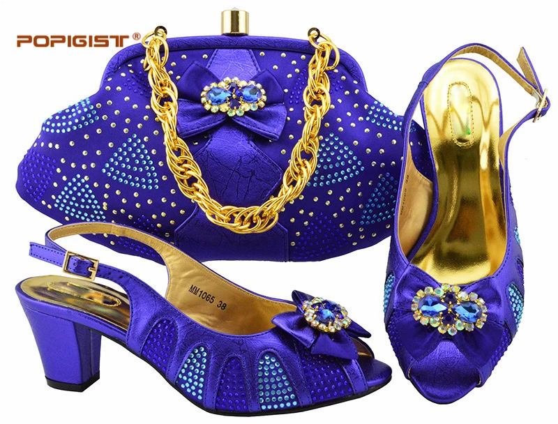 Violet Color Latest Italian Woman Shoes And Bags To Match Shoe With Bag