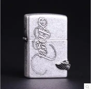 

Free 1PC Windproof lighters ancient silver love angel wings angel of love