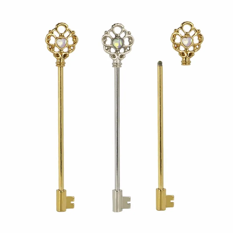 14G Industrial Cartilage Piercing Bar Stainless Steel Opal Stone Key Barbell Long Straight  Silver Gold Women Men Body Jewelry6