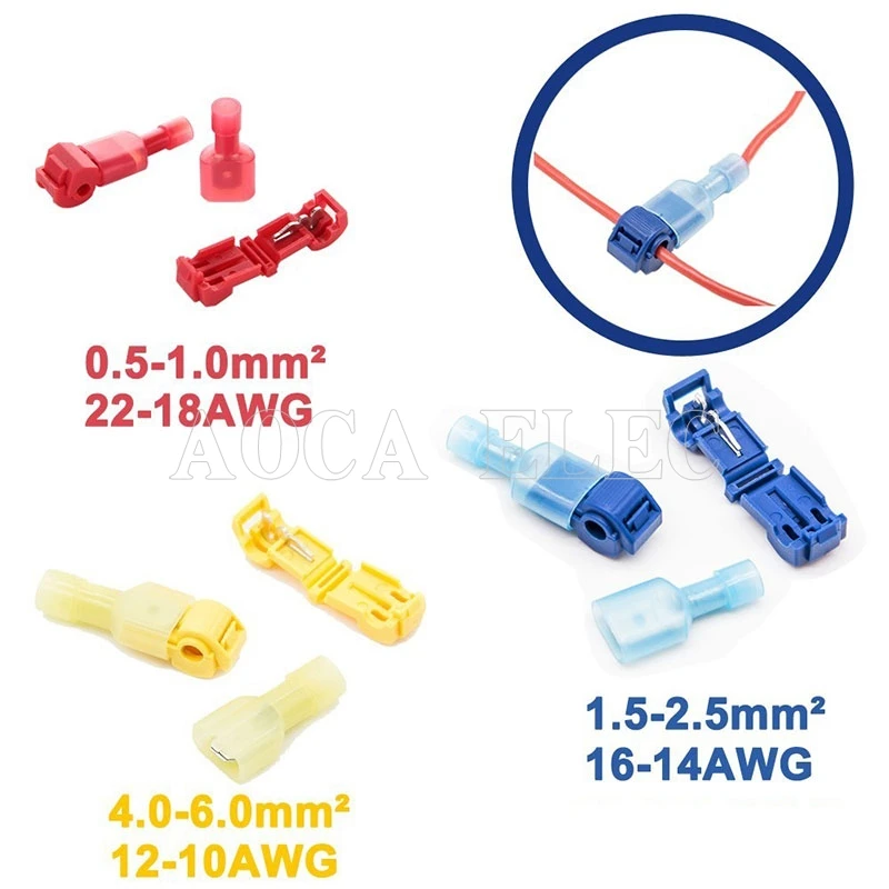 

100PCS/50Set Scotch Lock Quick Splice Wire Connectors Terminals Crimp Electrical Car 22-18AWG 0.5-1mm^2 AC/DC 300V 10A Wire Set