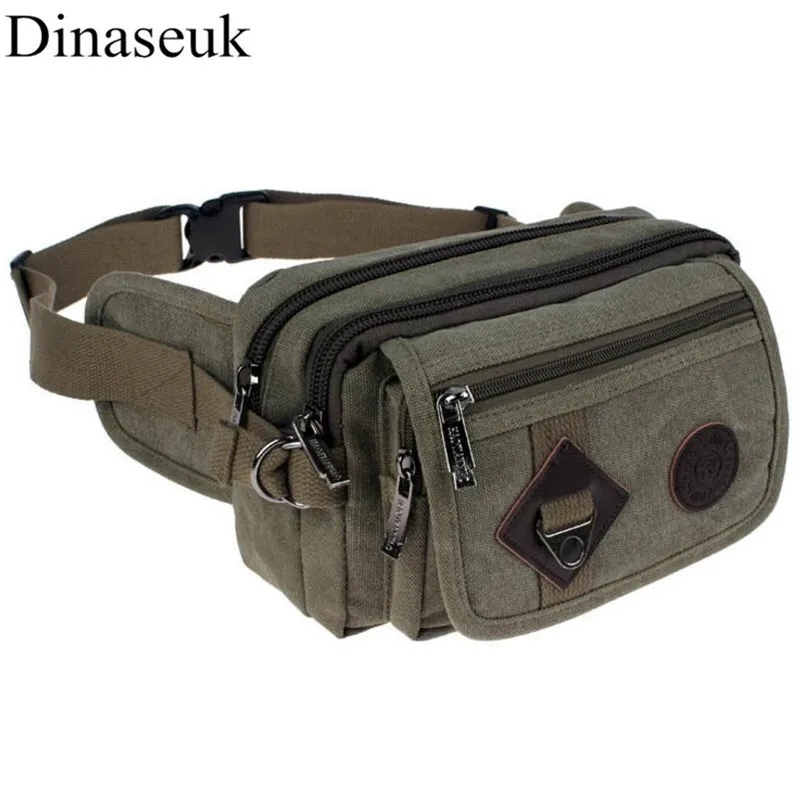 

Multi Function Vintage Men Waist Pack Bags Canvas Chest Bag Big Capacity Fanny Bag Travel Shoulder Phone Bag Black Brown