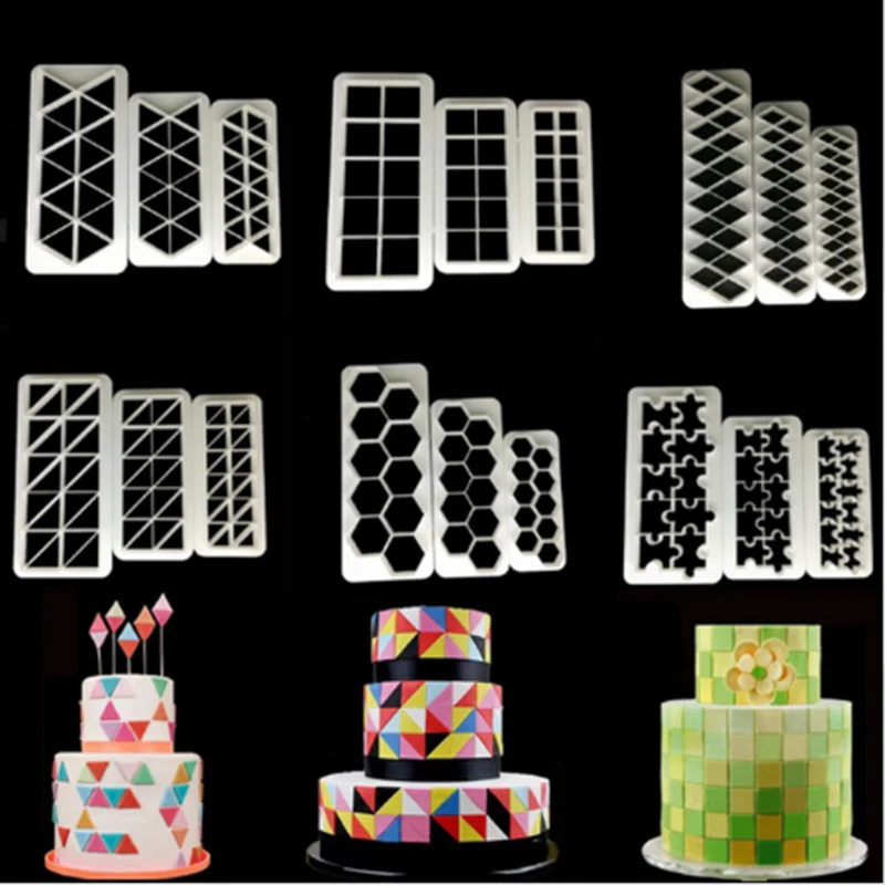 

3 pcs Geometry fondant cookie cutter cake mold fondant mold fondant cake decorating tools Baking