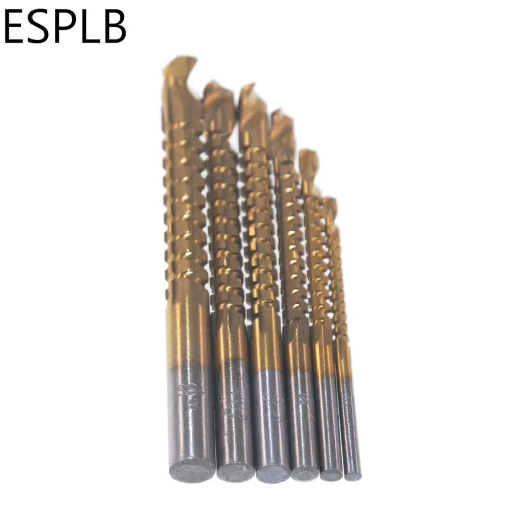 ESPLB 6 шт. набор пилы мощное сверло из быстрорежущей стали с титановым покрытием деревообрабатывающие сверла 3 мм 4 мм 5 мм 6 мм 6,5 мм 8 мм