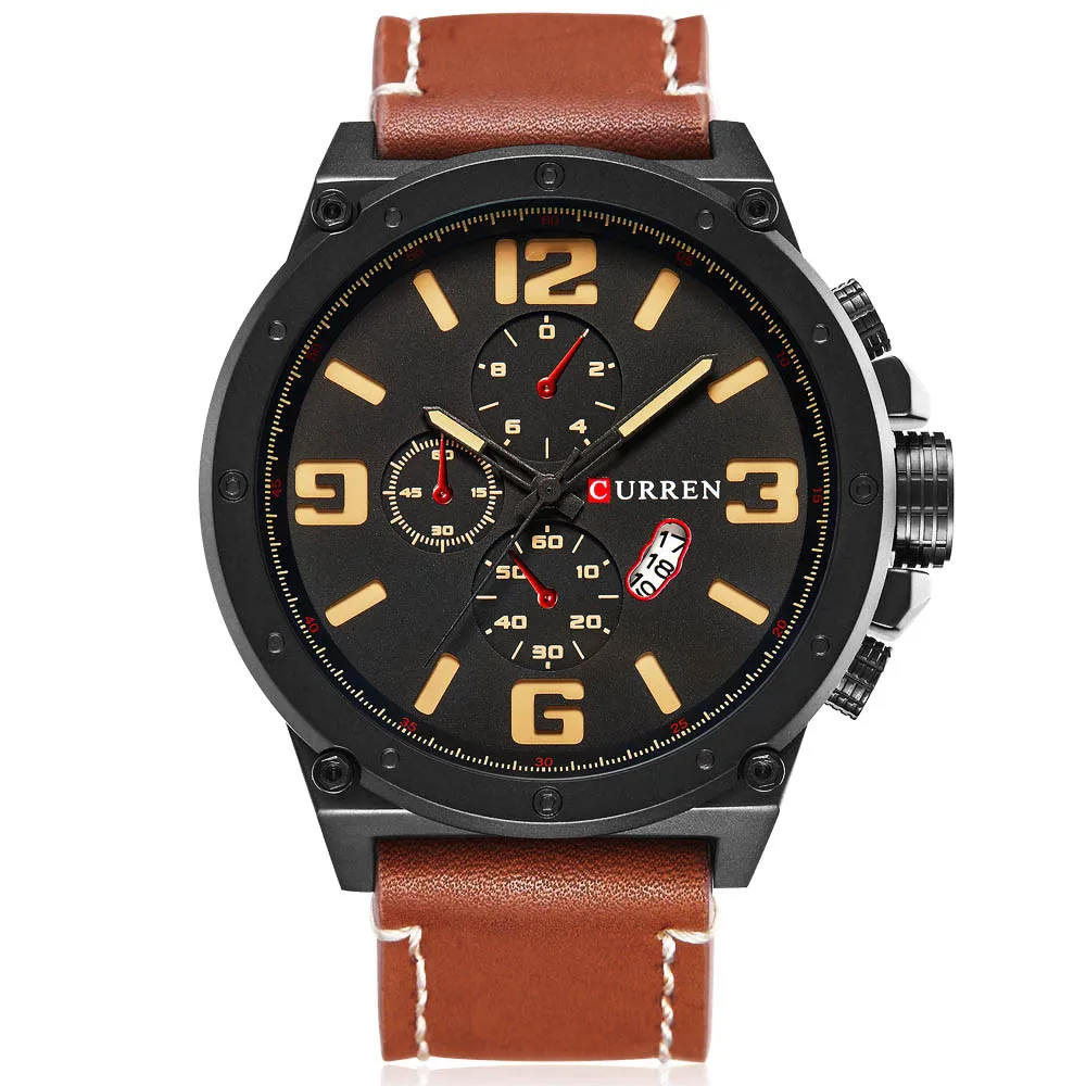 CURREN Mens Watches Top Brand Luxury 30M Waterproof Date Clock Male Leather Strap Casual Quartz Watch Men Sports Wrist Watches