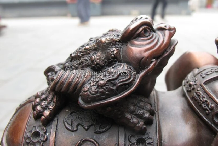 Счастливая скульптура со слоном Yuanbao Китайская красная бронза Frog 5 дюйма|frog|frog