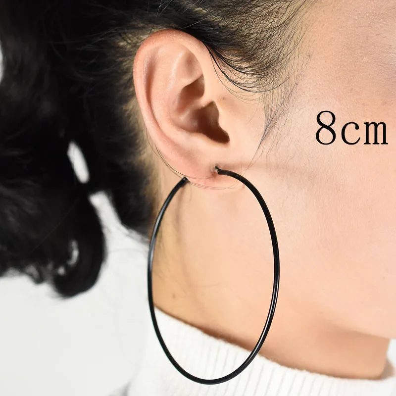 Большие круглые Клипсы Серьги Женская Сережка на ухо без пирсинга без отверстия модные черные ювелирные изделия женские новые Молодежные Девушки - Окраска металла: ear clip 80MM