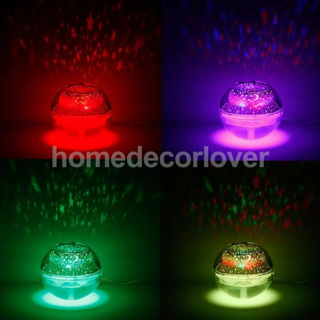 Star Moon Projection Lamp Silent Humidifier with LED Night Light for Kids Bedroom