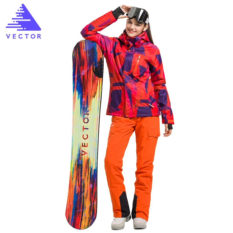 Векторные профессиональные мужские и женские лыжные костюмы, куртки+ штаны, теплые зимние водонепроницаемые лыжные костюмы для сноубординга, брендовый комплект одежды