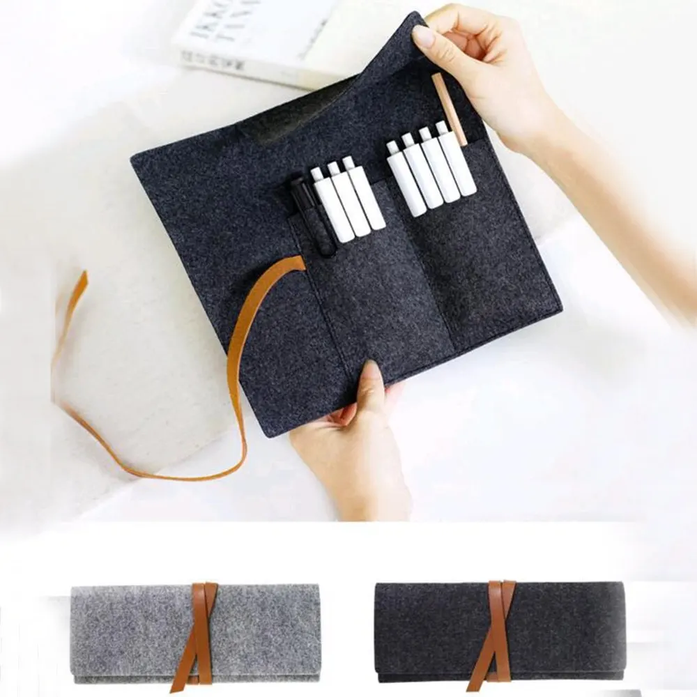 

Portable Roll School Pencil Case Felt Cloth Pen Bag Dustproof Cute Large Pencilcase Box Stationery For Office School Supplies