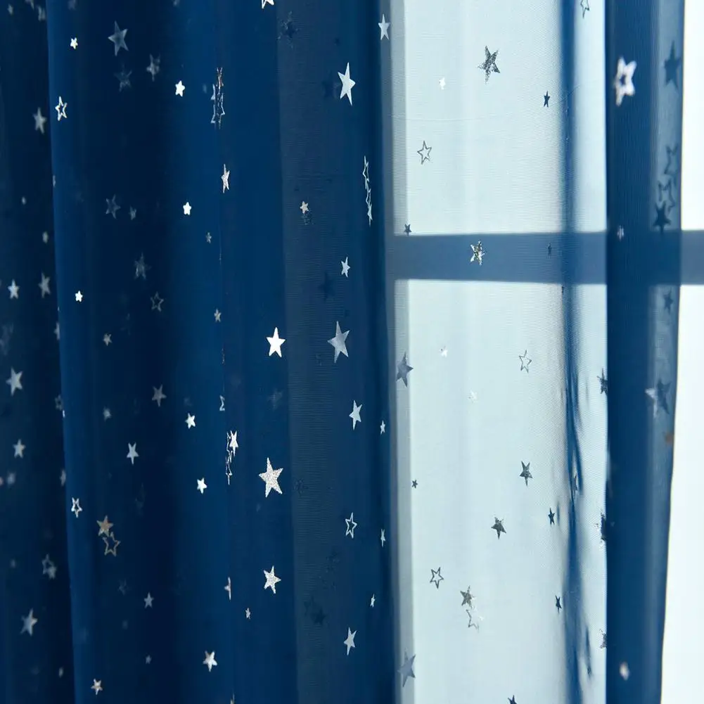 Вышитая звездой занавеска с стержнем свет Трансмиссия Тюль занавеска s для гостиной спальни кухни дети ребенок для дверей и окон в комнате
