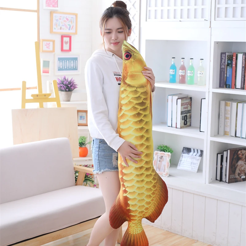 MIAOOWA 1PC Fashion Simulation Fish Stuffed Toy Baby Giant Cute Arowana Fish Plush Doll Funny Kid Girl Gift Soft Pillow Home Dec