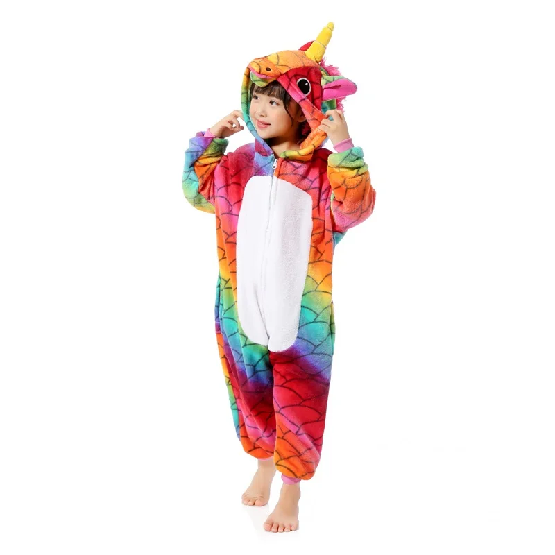 Kuguurumi/Пижама с единорогом для девочек; одежда для сна для мальчиков; зимняя Пижама с изображением животных, панды, Единорога; детские пижамы; комбинезоны; детские пижамы