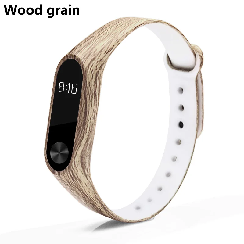 Wood grain BOORUI mi band 2 ремешок pulsera силиконовый pulseira band2 ремешок на запястье Замена для xiaomi mi 2 умный Браслет напульсники - Цвет: Wood grain