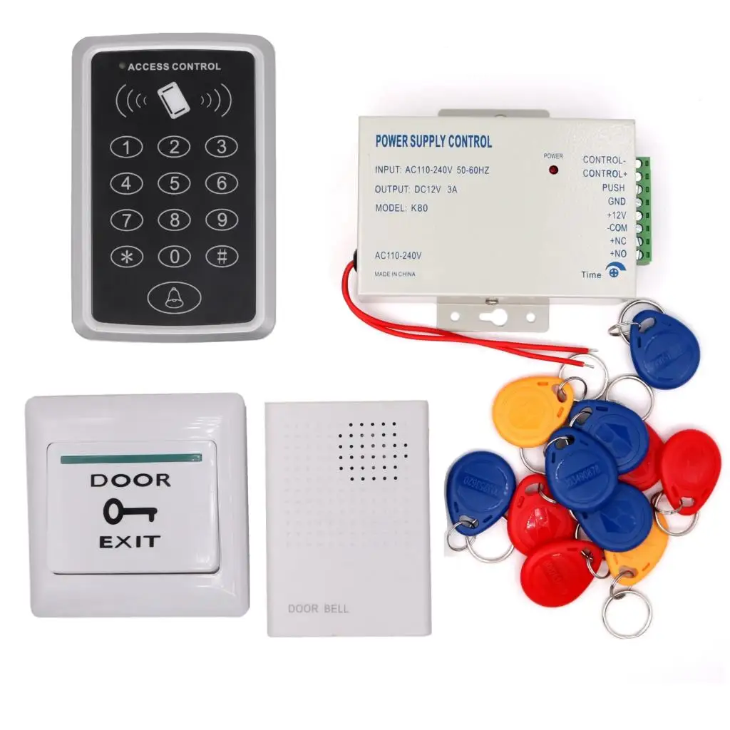 Биометрическая RFID 125KHz Бесконтактная карта Входная система контроля допуска к двери(кнопочная кнопка выхода питания дверной звонок брелок - Цвет: 125Khz Card Black