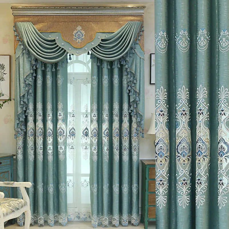 

European top luxury villa embroidered Curtain For Living Room/ bedroom/ Kitchen window High Quality Jacquard tulle Curtains