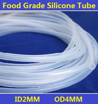 

2x4mm Food Grade Silicone Tube Hose Pipe ID2mm OD4mm New High Quality Free Shipping - 5 Meters