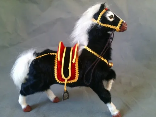 

simulation black horse about 32*30CM model toy lifelike saddle horse toy horse handicraft ,decoration gift t414