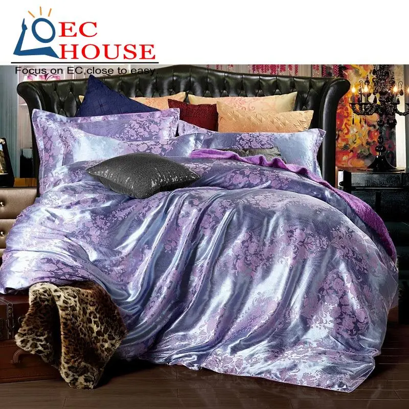 A gold Mashi European luxury Satin Jacquard bed sheet type four piece simple quilt set of 4 1.5m1.8 meters FREE SHIPPING
