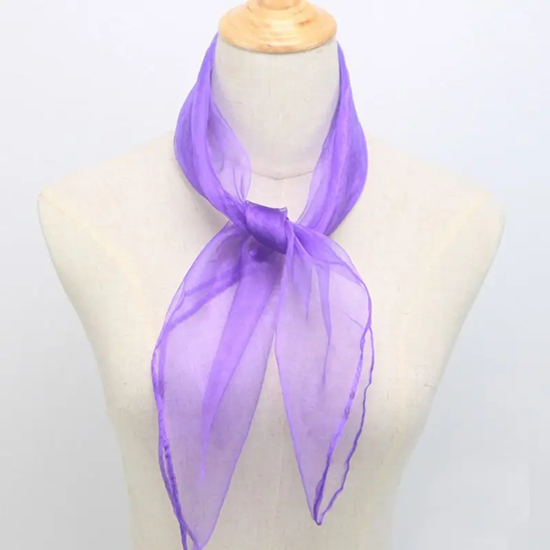 60x60 см унисекс матросский Блестящий шелковистый квадратный шейный шарф карамельного цвета Дамская лента платок для танцев Тюль повязка на голову 12 цветов