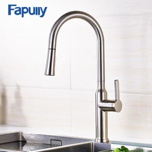 Fapully Pull Out Kitchen Faucet Polished Brushed Nickel Finish Swivel Sink Kitchen Deck Mounted Pull Down Spray Sink Taps цена Fapully Pull Out Kitchen Faucet Polished Brushed Nickel Finish Swivel Sink Kitchen Deck Mounted Pull Down Spray Sink Taps цены онлайн