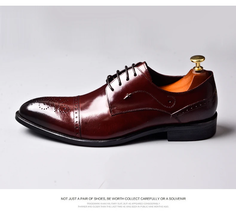 Phenkang/Мужская официальная обувь; мужские туфли-оксфорды из натуральной кожи; Цвет Черный; коллекция года; модельные туфли; свадебные туфли; Кожаные броги на шнурках