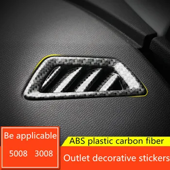 

ABS Carbon fiber Car front air conditioning outlet decorative stickers For Peugeot 5008 3008 2017 2018 2019 Internal modificatio