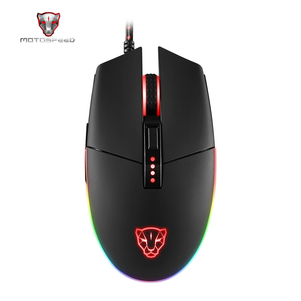 

Motospeed V50 Wired Gaming Mouse 4000 DPI Ergonomic Design 4-Speed DPI Adjustment RGB Cool Backlight Programmable