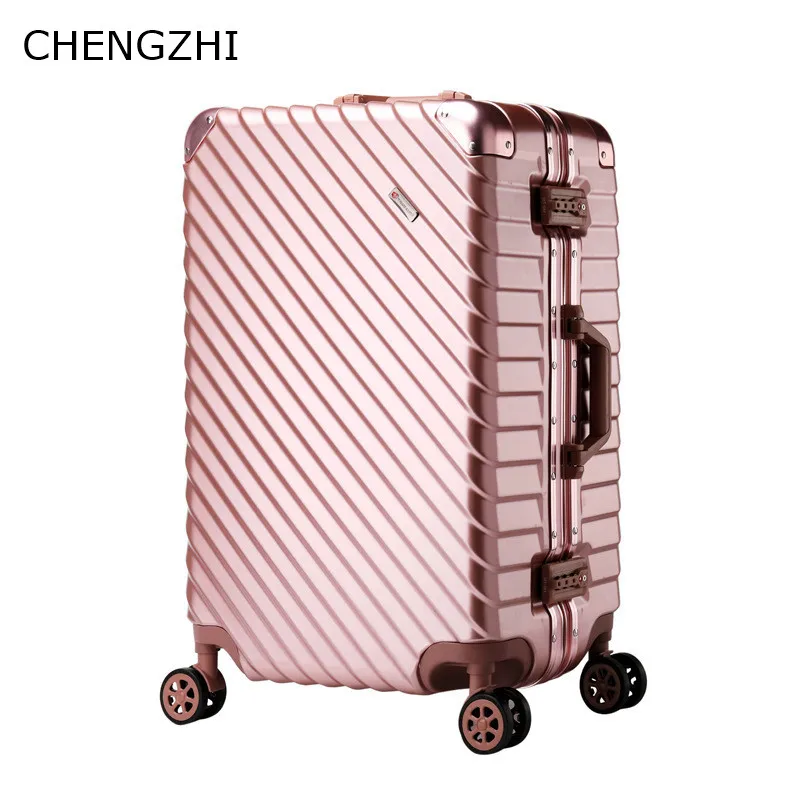 

CHENGZHI High GradeRolling Luggage Aluminum Frame Suitcase 20"24inch Spinner Trolley Suitcase ABS+PC Travel Bag With Wheels