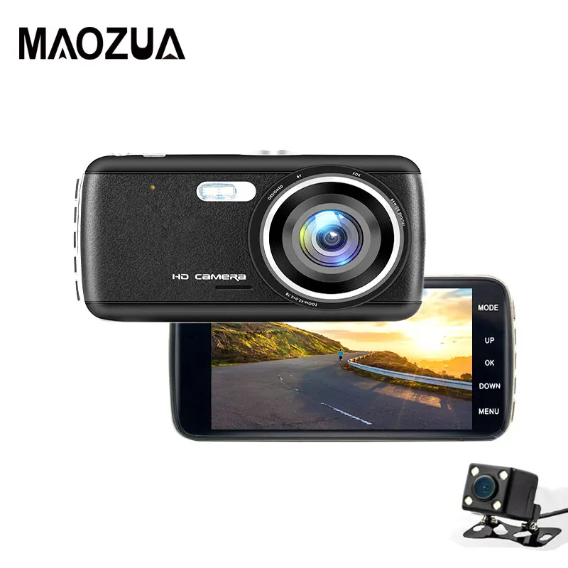 

4.0 inch LDWS Car DVR FHD 1296P Dual Lens Dash Cam Camera Auto Registrator with Rear Camera WDR Night Version Voice Alarm