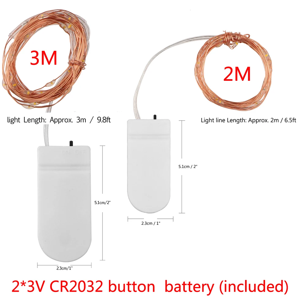 LemonBest, 2 м, 3 м, 5 м, батарейка, в комплекте, светодиодный, медный провод, сказочный светильник, ночник для гирлянды, вечерние, свадебные украшения