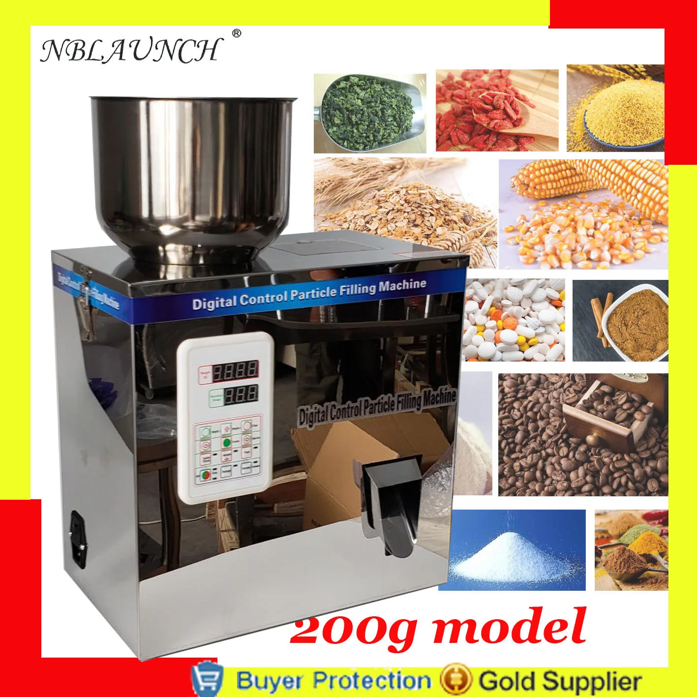 

200g Doser Nuts Scale Herb Filling Machine Bean Seed Packing Medicine Powder Filler Tea Leaf Corn Grain Chinese Wolfberry Medlar