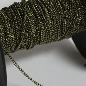 

2-4MM Red Copper Metal Free Nickel Antique Bronze Tone Curb Chains Jewelry Necklace Fashion Links Finding 100M Pick Up Sizes