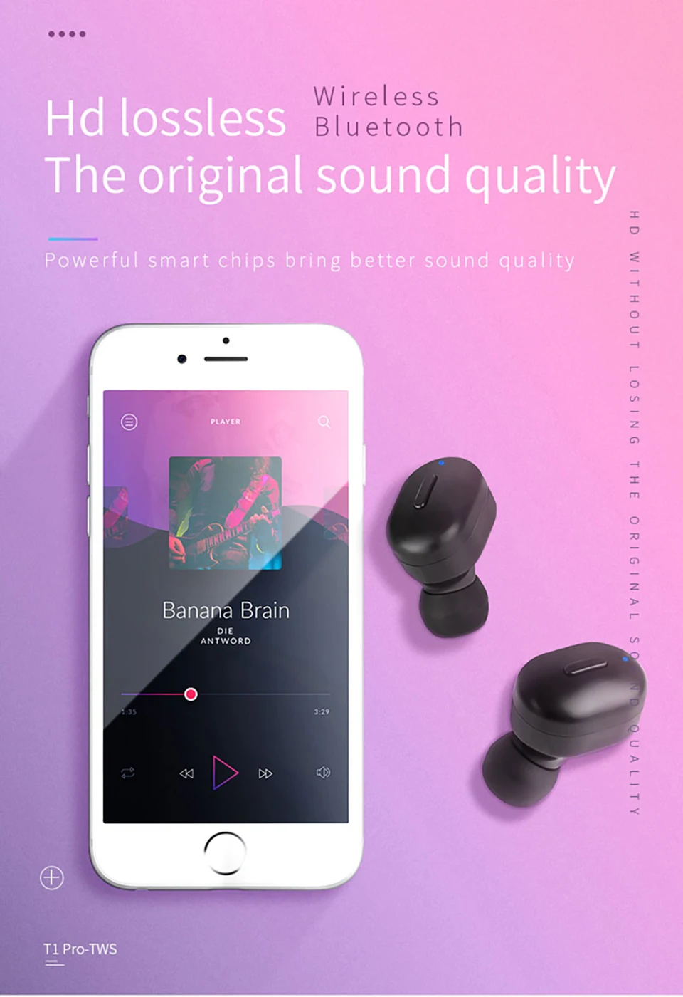 T1 Bluetooth 5,0 с микрофоном, стерео гарнитура, беспроводные наушники с шумоподавлением, спортивные водонепроницаемые беруши с зарядным устройством