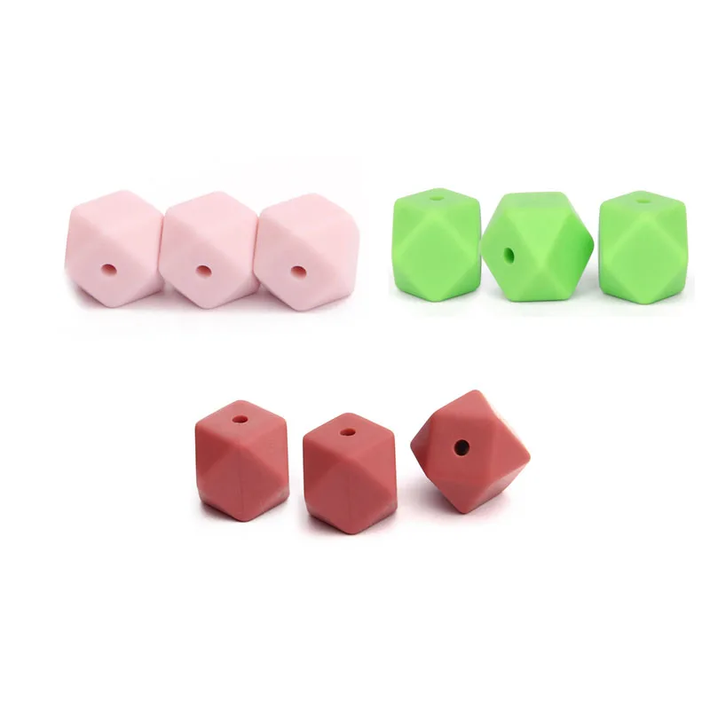 50Pcs Food Silicone Beads Hexagon 17mm Diy Baby Chew Necklace Bpa Free Nursing Jewelry Silicona Bead Teething Infant Toys