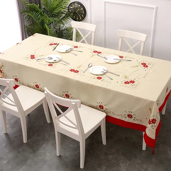 

Christmas Tablecloth Big Size Embroidered Christmas Table Cloth Rectangle 70*108 INCHES (175*265CM)