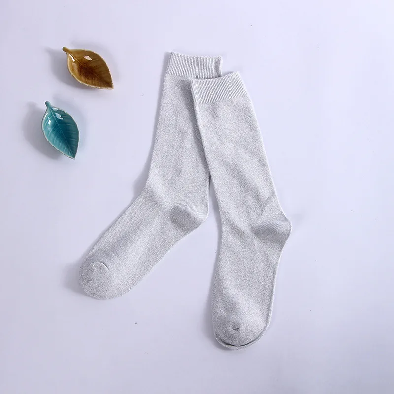 Яркие милые цветные женские весенне-осенние Классические хлопковые носки средней длины качественные модные носки от производителя оптом - Цвет: Sliver Sy Light Gray