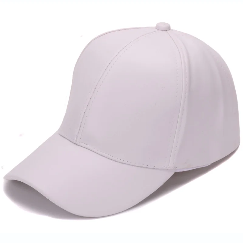HATLANDER Классическая однотонная полиуретановая бейсболка, модная кожаная кепка без логотипа для мужчин и женщин - Цвет: white