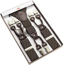 Жаккардовые подтяжки в подарочной упаковке 6 зажимы Подвески