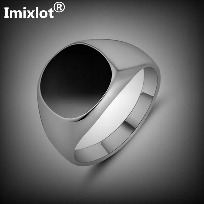 Imixlot черный круглый глянцевые металлическое кольцо для Для мужчин и женщин