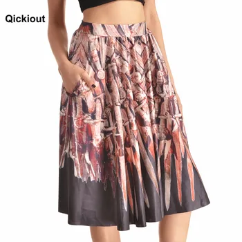 

Qickitout Pocket Skirts 2016 New Arrival Women's Bullet Gun 3D Digital Print Pocket Skirts Fashion Sexy High Waist Casual Skirt